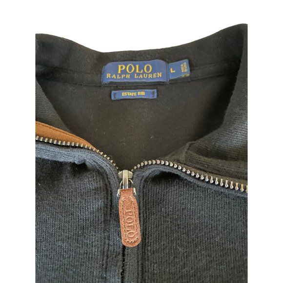 Polo Ralph Lauren Mens Pullover Sweatshirt Embroidered 1/4 Zip Black Size Large - Picture 2 of 5